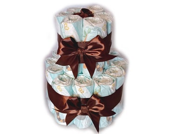 The classic diaper cake | Gift for the birth | Diaper gift for boy or girl | brown