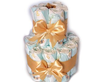 The classic diaper cake | Gift for the birth | Diaper gift for boy or girl | gold