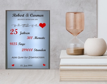 LED light box - lightbox - silver wedding - illuminated picture frame - 25 years - wedding