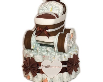 Torta Nappy-nappy cake con passeggino-passeggino pannolino-marrone