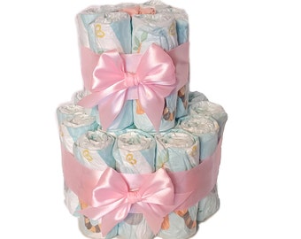 The classic diaper cake | Gift for the birth | Diaper gift for girls | baby pink