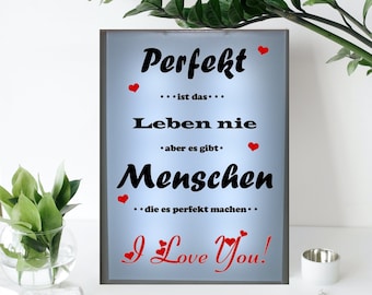 LED Leuchtbox - Lightbox - Perfekter Mensch - Beleuchteter Bilderrahmen - Valentinstag - Liebe #3