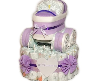 Torta Nappy-nappy cake con passeggino-passeggino-Flyer