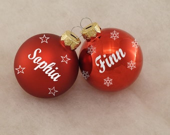 Boule de Noël avec le nom souhaité - rouge - Décorations de Noël