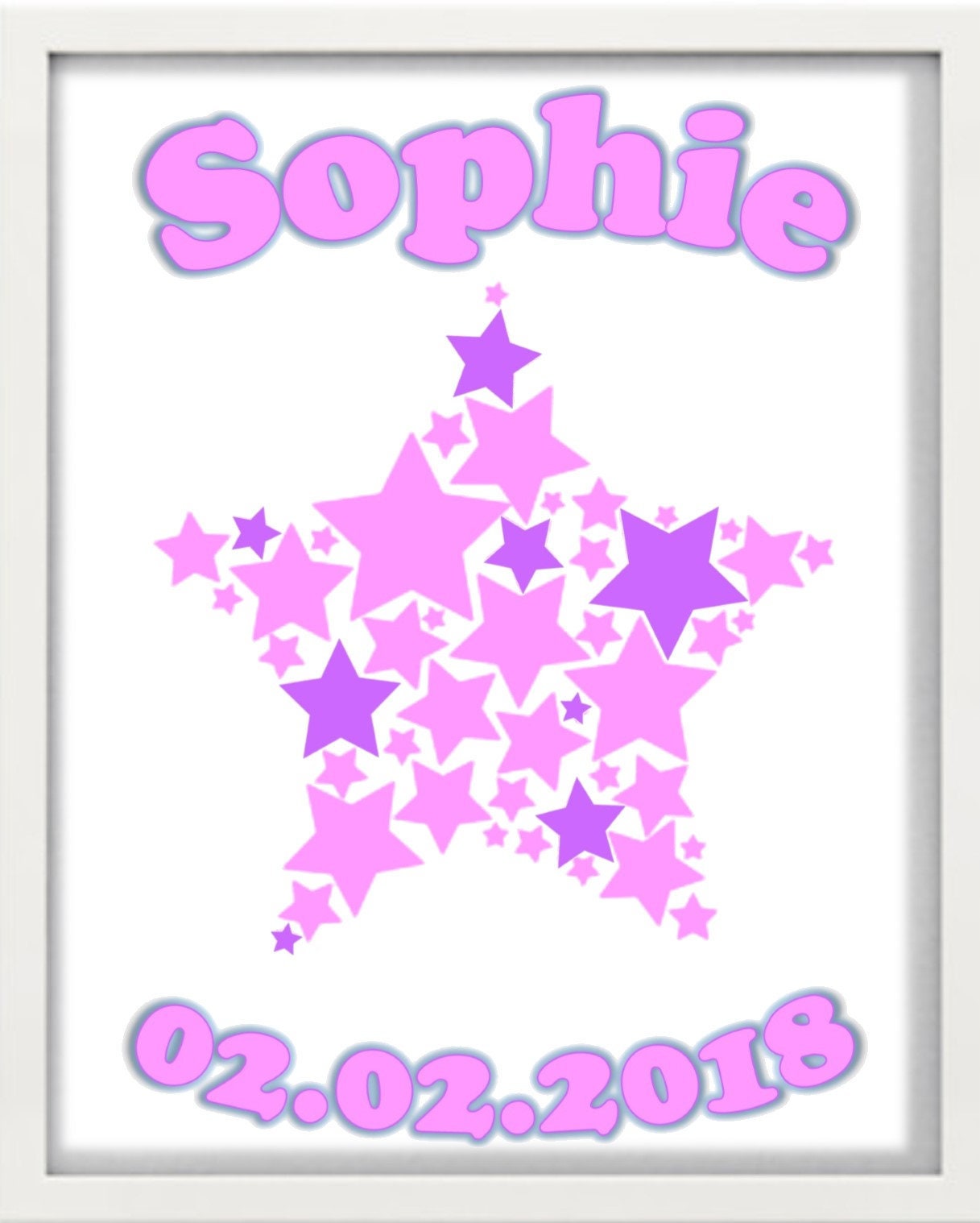 Picture frame personalized-Baby big Star-White