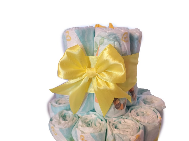 Le gâteau à couches classique Cadeau pour la naissance Cadeau de couche pour garçon ou fille jaune image 2