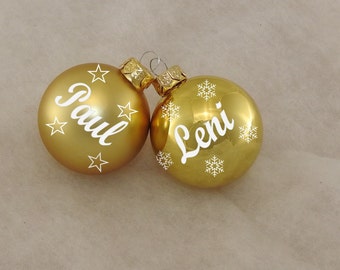 Weihnachtskugel mit Wunschname - gold - Weihnachtsschmuck