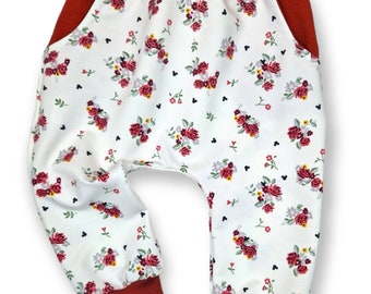 Bloomers flowers, size 50-68, long pants, long bloomers for children, long bloomers for babies, pants flowers, harem pants,