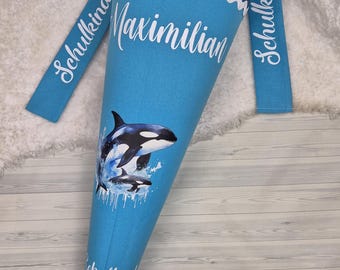 Orca school cone matching the Herlitz Oceanside, printed with desired name