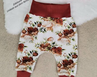 Bloomers flowers, size 50-92, long trousers, long bloomers for children, long bloomers for babies, long trousers colorful, trousers flowers, harem trousers,