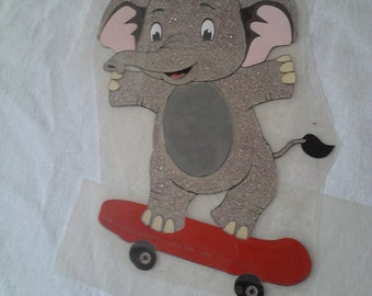 Imagen de planchado "Skater Elephant", motivo del trazador, imagen de planchado, trama, trama