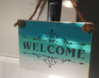 Wooden sign Welcome maritime