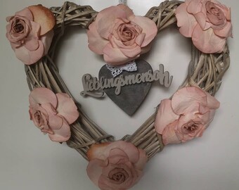 romantic heart roses door wreath