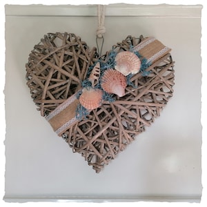 Heart maritime door decoration braided shells unique window decoration summer beach