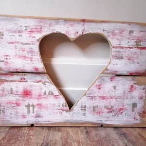 Wall Picture Wood Heart Love Valentine&#39;s Day Gift Picture Wood Shabby Chic Picture Frame