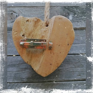 Heart with Lock Rustic Wooden Heart Carved Unique Valentine&#39;s Day Gift