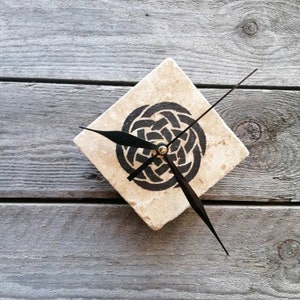 Small wall clock handmade clock natural stone unique piece Celtic knot clock Middle Ages