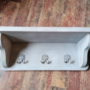 Shelf Wardrobe Shabby Chic Hook Rail Gray Country Style Wall Shelf