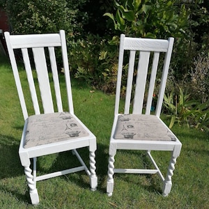 2 great dining room chairs Upcycling decorative chair Shabby Chic seating furniture in country house style Unique piece of furniture Etsy