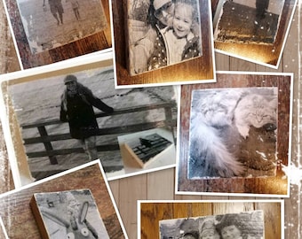 Your photo on wood in vintage style personalized photo gift