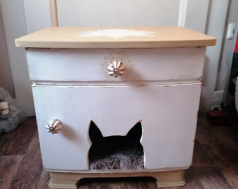 Katzenschränkchen Shabby Chic Einzelstück