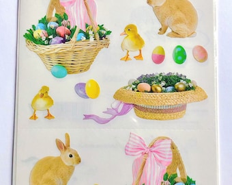 EASTER BASKETS EGGS BUNNY CHICKS 3 x 4/" MRS GROSSMAN STICKERS