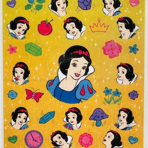 Snow White & the Seven Dwarfs Vtg MaxiSandylion Sticker Sheet - Doc Dopey Happy Bashful Sleepy Grumpy Sneezy