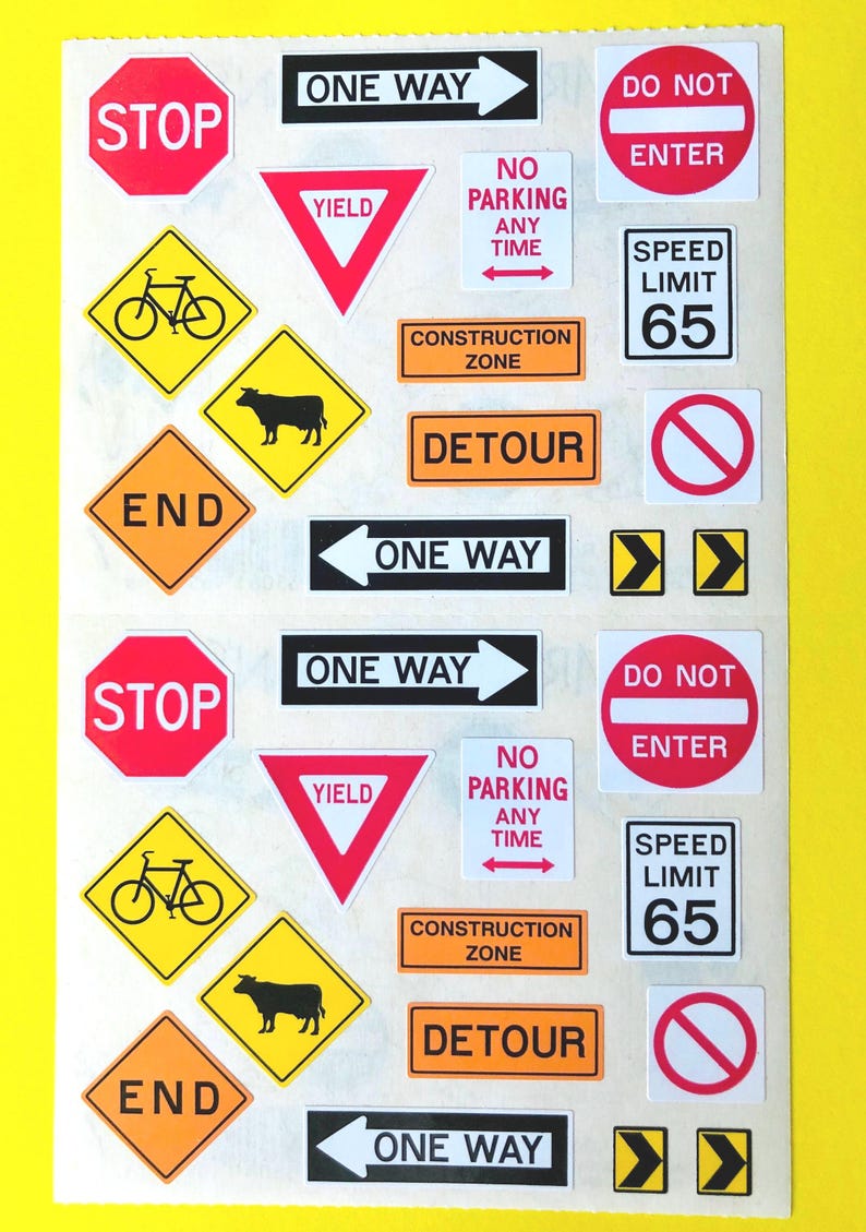 Road Signs Sticker Sheet - Vtg HTF Grossman’s One Way | Do Not Enter ...