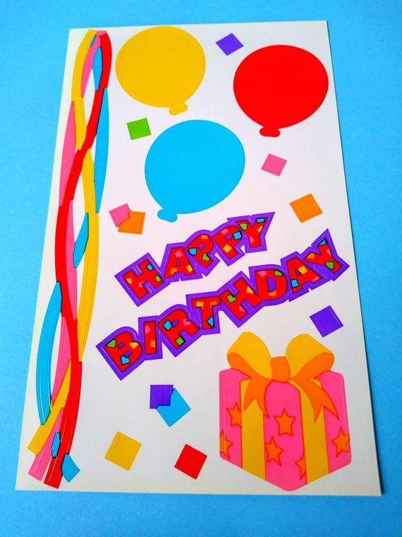 Holographic Celebration~Happy Birthday~Vintage~90/'s~Gift Wrap~Rainbow