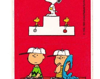 Extremely Rare Vintage Peanuts Sticker - United Features Syndicate Mid-Century  Linus Charlie Brown Snoopy 1st Place Medal Proud Woodstock