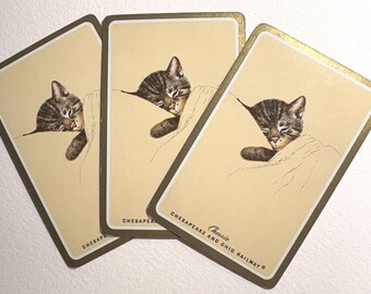 Set of Sleepy Kitten Naps Vintage (Single) Playing Cards - Kitty Cats | Swap Cards | Journal Art | Trading Cards | Feline Ephemera
