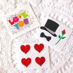 I Love You Sticker Mods -Your Choice- 80s/90s Mrs Grossman's Glitter Red Hearts Mod  |  Top Hat Rose Mod  |  Silver Reflections Love You Mod