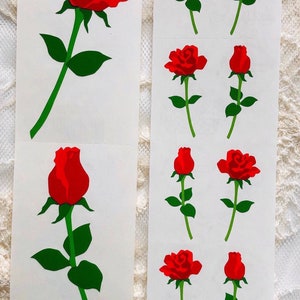 Vintage Red Rose Stickers -Your Choice- Rare 90s Mrs Grossman&#39;s Romance Open Roses Beauty Stemmed Small Rosebuds Crimson Amore