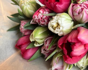 10 Bunte gefüllte Rosa-Pastell Tulpen~ Frische Blumendeko für die Vase  ~ Frühlingsdeko~ Tulpenliebe