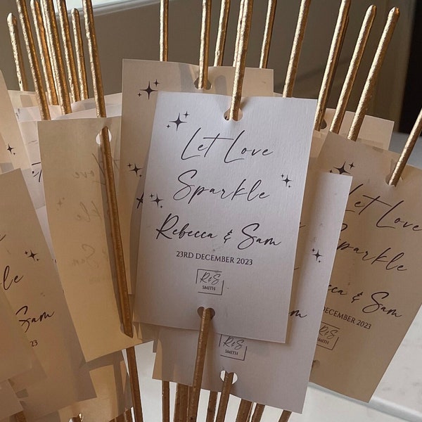 Personalised Wedding Sparkler Tags White - Emilia Rebecca Collection