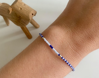 Pearl bracelet bracelet friendship bracelet light blue dark blue silver stripes striped