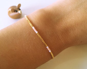 Pearl bracelet white pink gold plated friendship bracelet