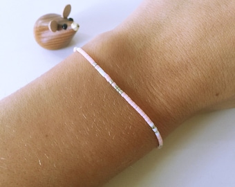 Bracelet Perle Bracelet Rose Argent Blanc Bracelet d'Amitié