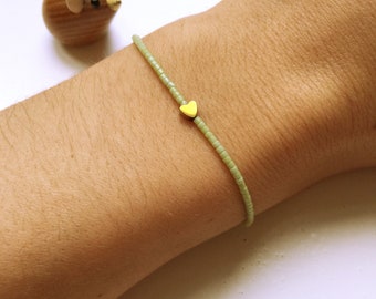 Parel armband armband hartje hanger goudkleurig lime groen
