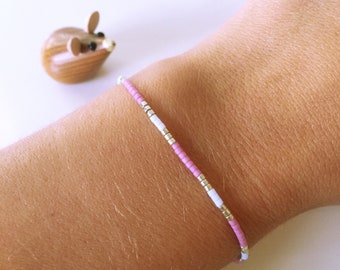 Perlenarmband Armband Rosa Silberfarbig Freundschaftsarmband