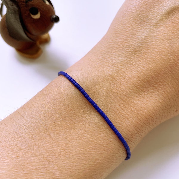 Perlenarmband Armband Dunkelblau Matt Freundschaftsarmband Kobaltblau Cobalt