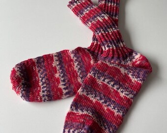 Hand-knitted socks for women in 40/41 red purple (39/23)