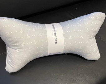 Reading bone/neck pillow grey-blue with white anchors and ministers (11/22)