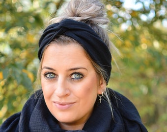 Haarband mit Draht, Musselin, schwarz, Onesize, Drahthaarband, Artikelnummer: H-10003