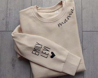 Mom Sweatshirt Personalized Kids Name Gift Sweater / Organic & Vegan