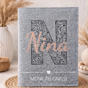 Zeugnismappe Filz Initial Mandala inkl. Sichtbuch | personalisiert | A4 Zeugnisse & Urkunden | Einschulung Geschenk