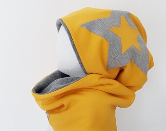 Winter set (beanie + loop) fleece "yellow/gray"