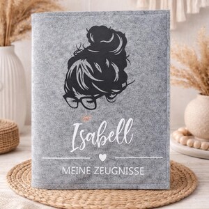 Zeugnismappe personalisiert mit Sichtbuch – Filzmappe A4 für Zeugnisse, Urkunden & Erinnerungen, Geschenk Einschulung Kinder