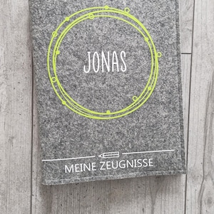 Zeugnismappe Zeugnishülle Kreise Filz A4 inkl. Sichtbuch - Einschulung - Geschenk - personalisiert