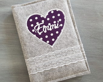 U-booklet sleeve felt “Lace Heart” purple